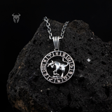 925 Sterling Silver Oxidized Taurus Zodiac Medallion, Men's Bull Necklace