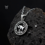 925 Sterling Silver Oxidized Taurus Zodiac Medallion, Men's Bull Necklace