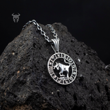 925 Sterling Silver Oxidized Taurus Zodiac Medallion, Men's Bull Necklace