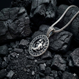 925 Sterling Silver Oxidized Cancer Zodiac Medallion, Lobster Sign Pendant