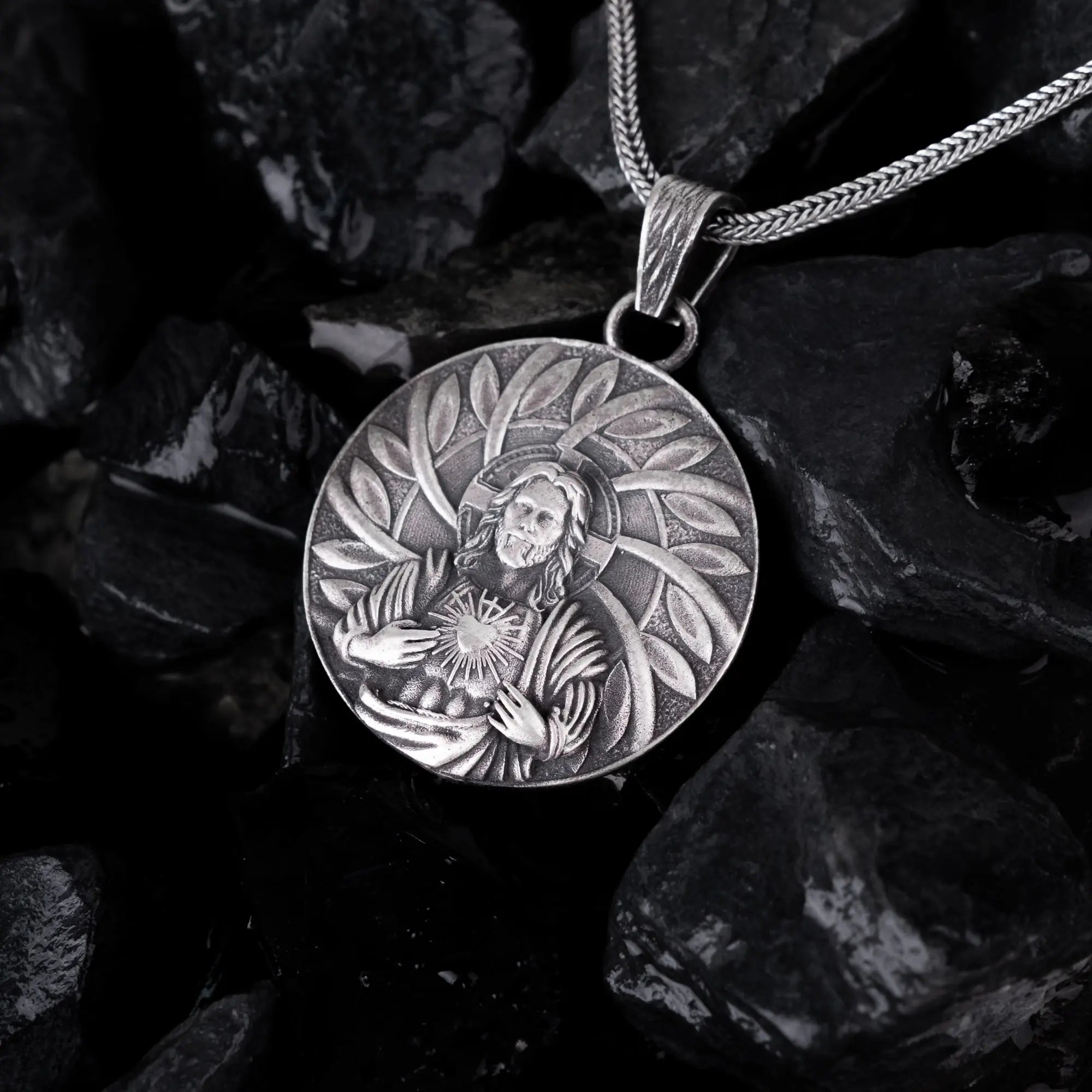 Sacred Heart of Jesus Sterling Silver Pendant - Dagger Forge