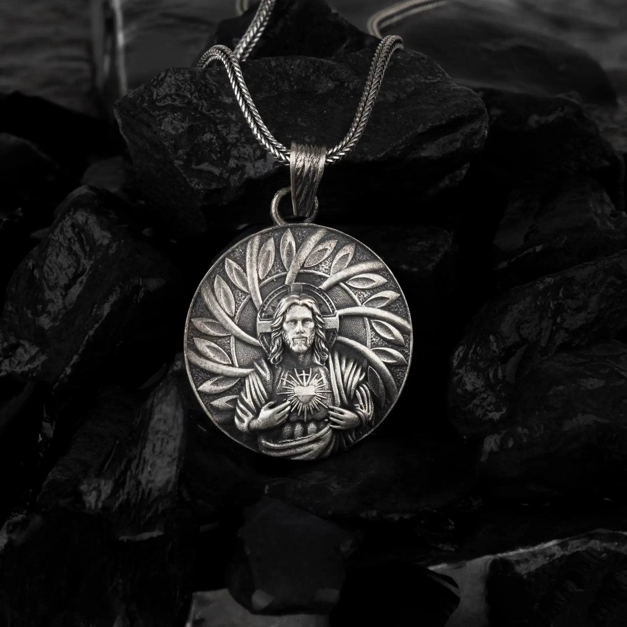 Sacred Heart of Jesus Sterling Silver Pendant - Dagger Forge