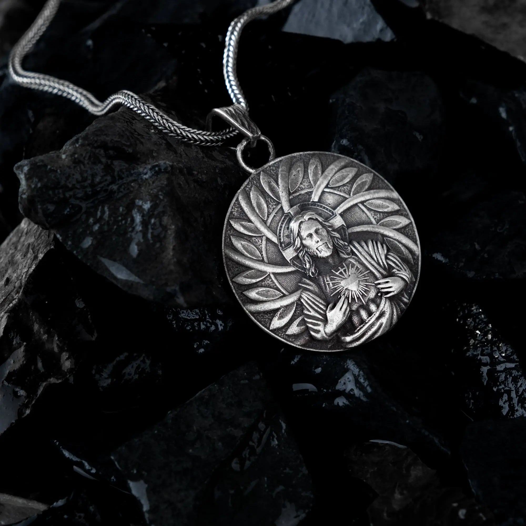 Sacred Heart of Jesus Sterling Silver Pendant - Dagger Forge