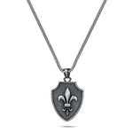 Shield of Valor – Silver Fleur-de-Lis Pendant Necklace