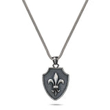 Shield of Valor – Silver Fleur-de-Lis Pendant Necklace