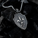 Shield of Valor – Silver Fleur-de-Lis Pendant Necklace