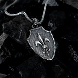 Shield of Valor – Silver Fleur-de-Lis Pendant Necklace