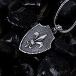Shield of Valor – Silver Fleur-de-Lis Pendant Necklace