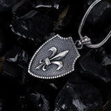 Shield of Valor – Silver Fleur-de-Lis Pendant Necklace