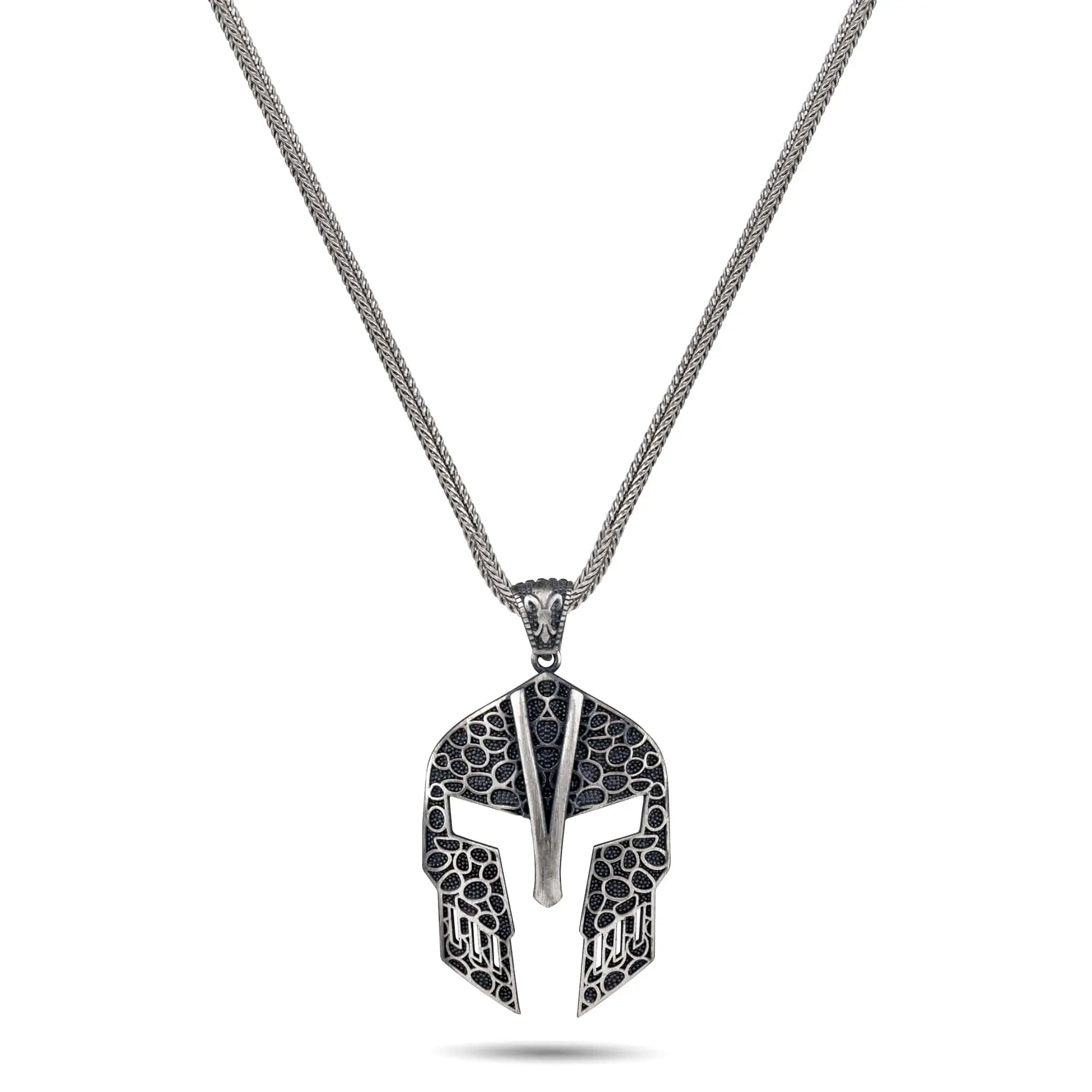 Spartan Mosaic Helmet Sterling Silver Pendant - Dagger Forge