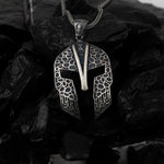 Spartan Mosaic Helmet Sterling Silver Pendant - Dagger Forge