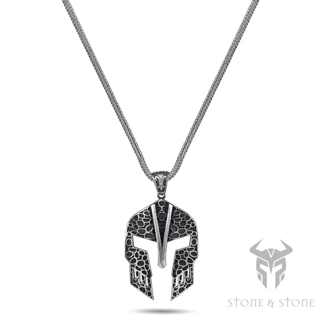 Spartan Mosaic Helmet Sterling Silver Pendant - Dagger Forge
