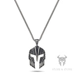 Spartan Mosaic Helmet Sterling Silver Pendant - Dagger Forge
