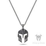 Spartan Mosaic Helmet Sterling Silver Pendant - Dagger Forge