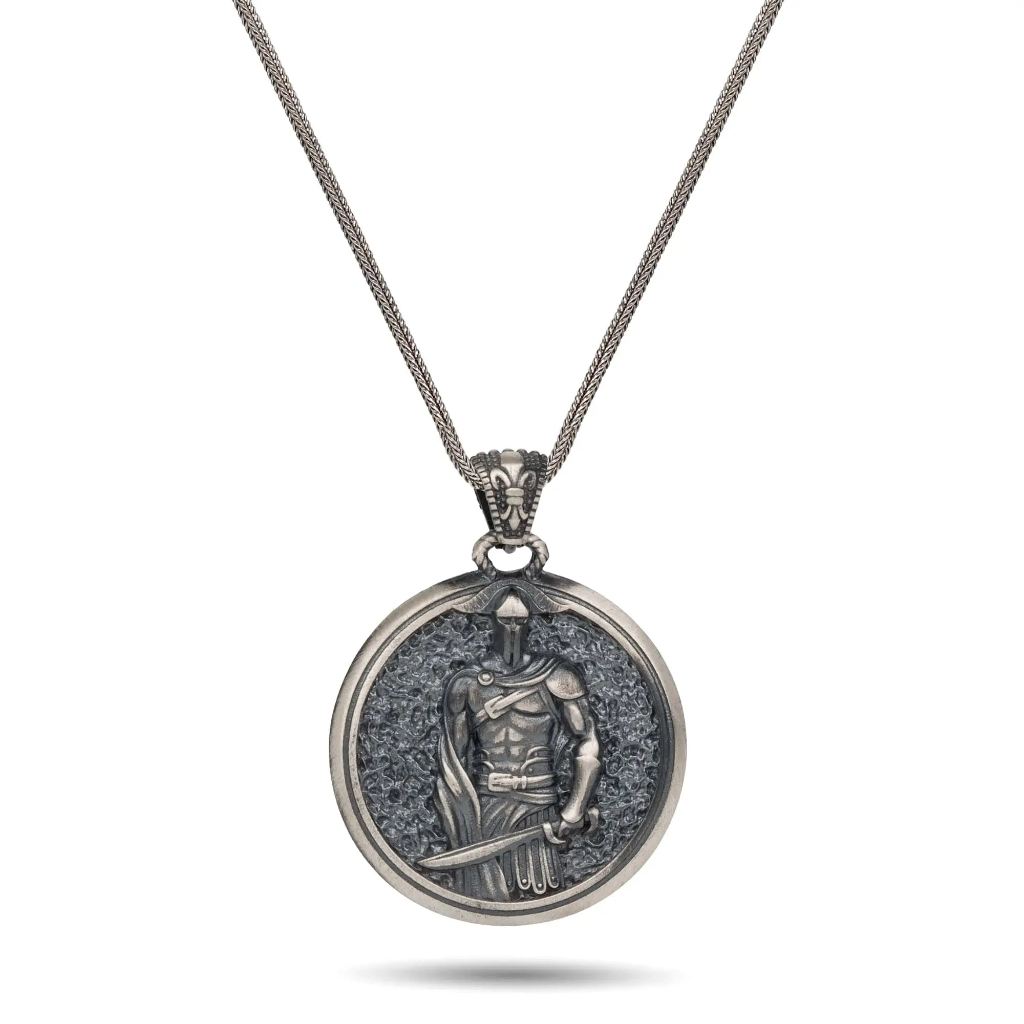 Spartan Warrior Sterling Silver Pendant - Dagger Forge