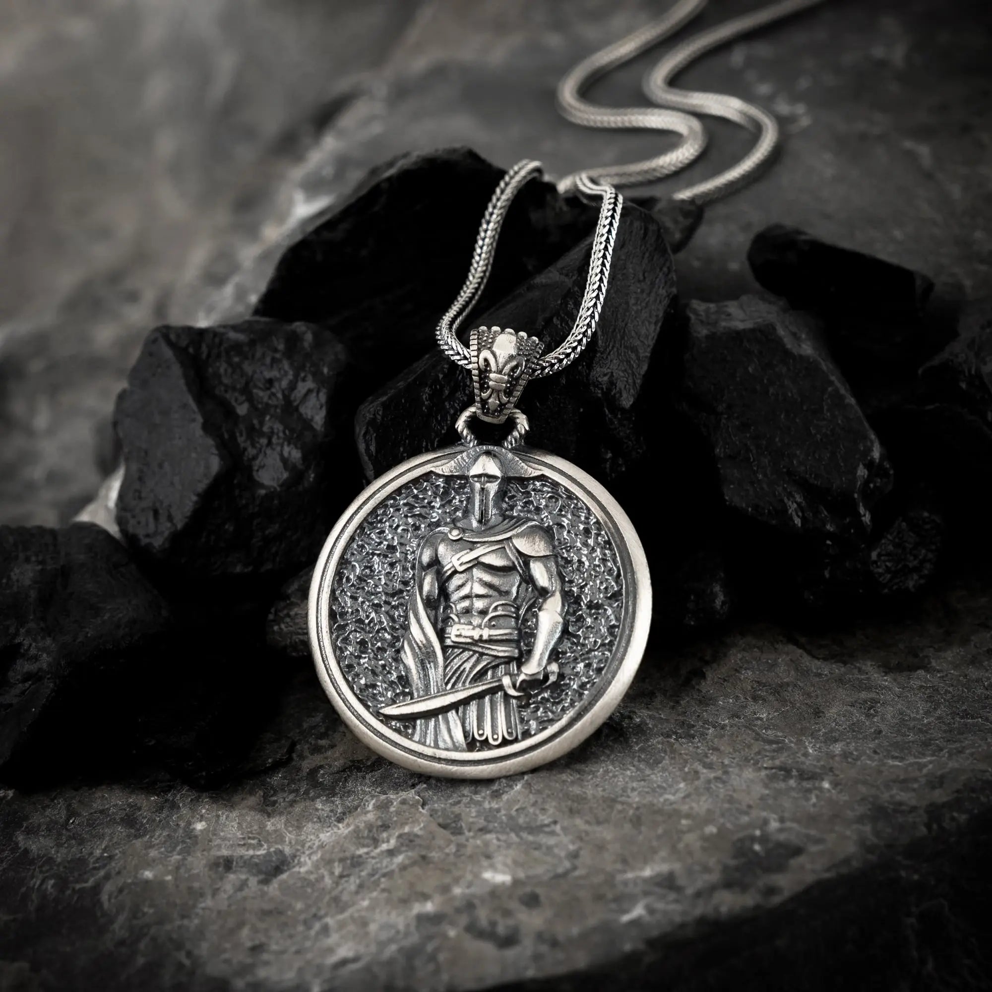 Spartan Warrior Sterling Silver Pendant - Dagger Forge