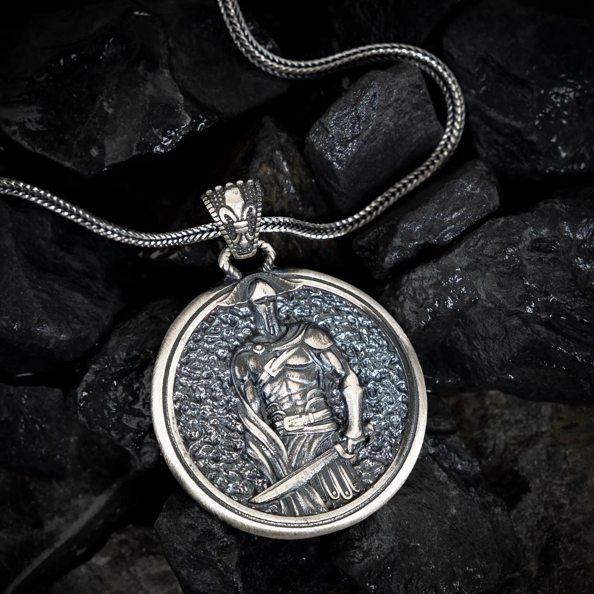 Spartan Warrior Sterling Silver Pendant - Dagger Forge