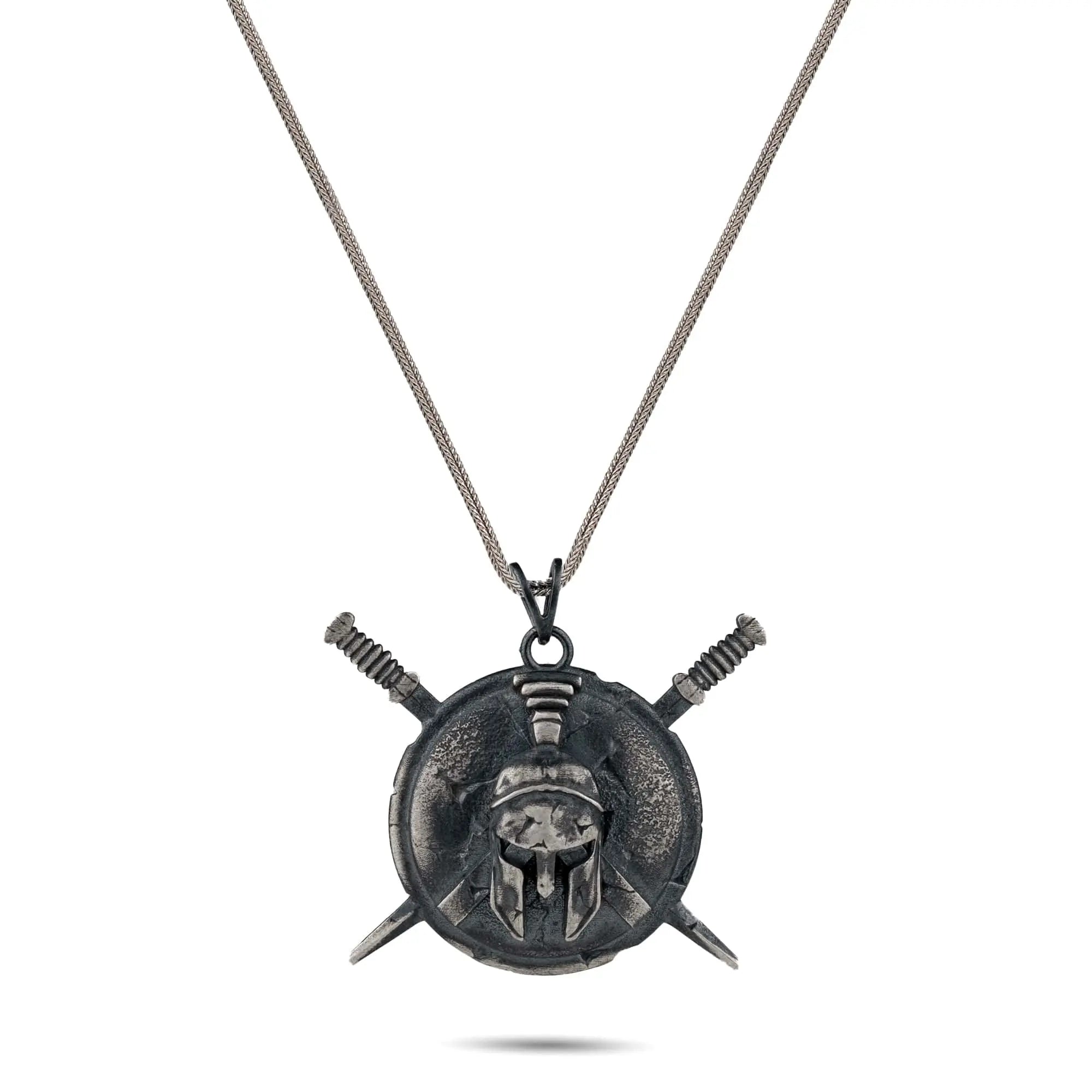 Spartan Warshield Sterling Silver Pendant - Dagger Forge