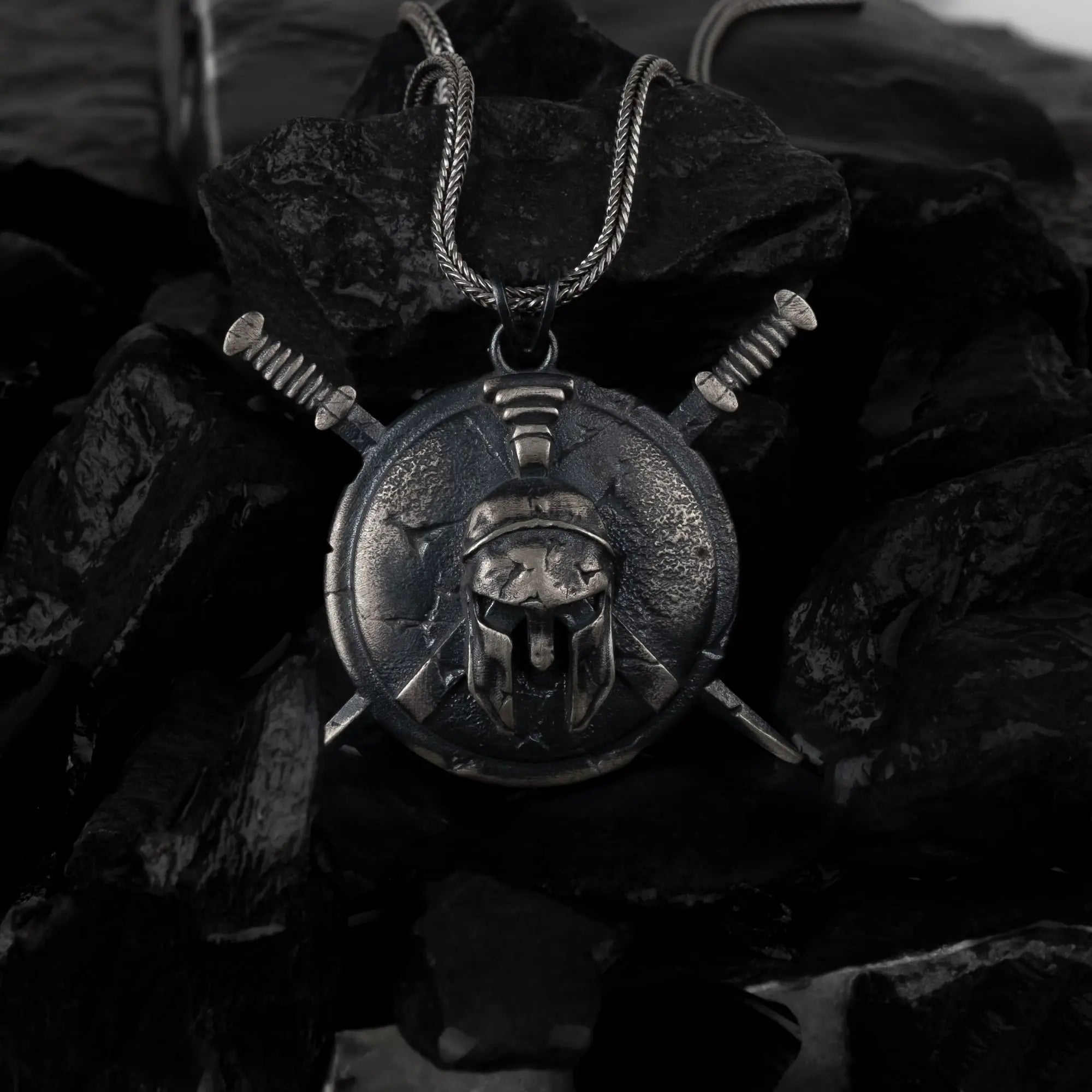 Spartan Warshield Sterling Silver Pendant - Dagger Forge