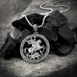 St. George & The Dragon – Silver Warrior Medallion Necklace