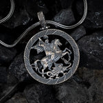 St. George & The Dragon – Silver Warrior Medallion Necklace