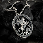 St. George & The Dragon – Silver Warrior Medallion Necklace