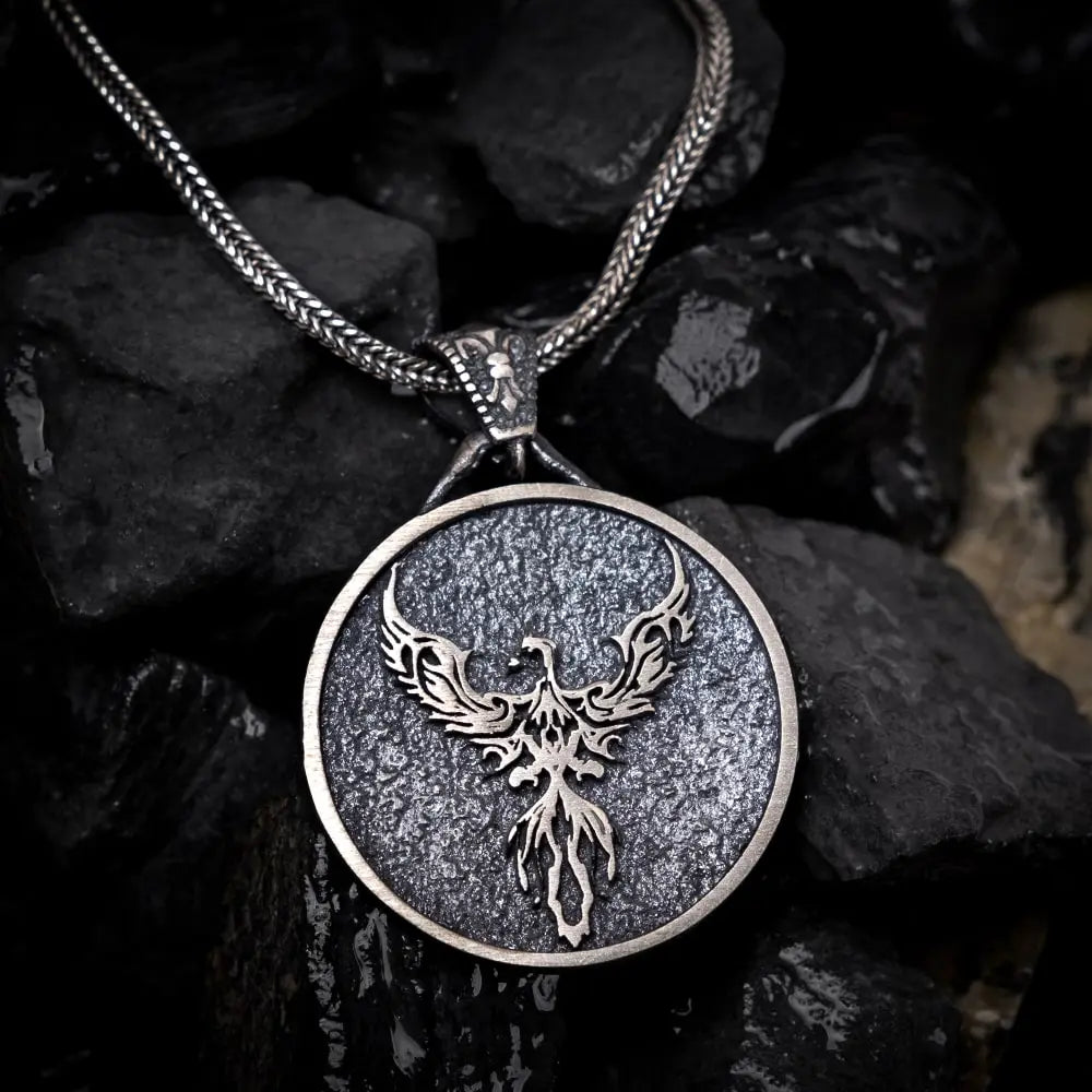 The Eternal Flame – Silver Phoenix Pendant Necklace
