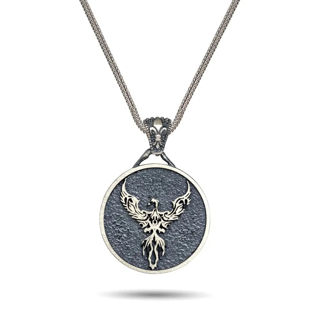 The Eternal Flame – Silver Phoenix Pendant Necklace