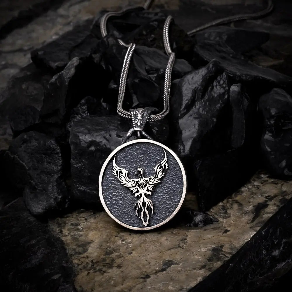 The Eternal Flame – Silver Phoenix Pendant Necklace