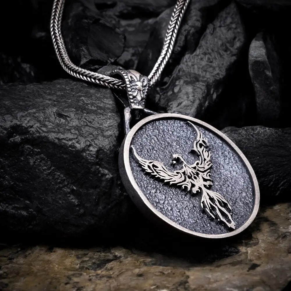 The Eternal Flame – Silver Phoenix Pendant Necklace