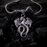 Wrath of the Dragon – Silver Winged Beast Pendant Necklace