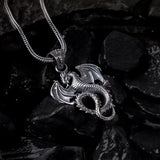 Wrath of the Dragon – Silver Winged Beast Pendant Necklace